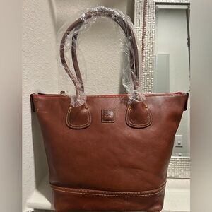 Dooney & Bourke Chestnut Brown Florentine Tulip Shopper Shoulder Bag Tote Large